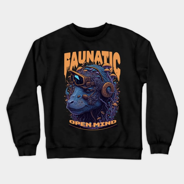 COW HARDCORE FAUNATIC MUSIC MUSHROOMS Crewneck Sweatshirt by EBAN